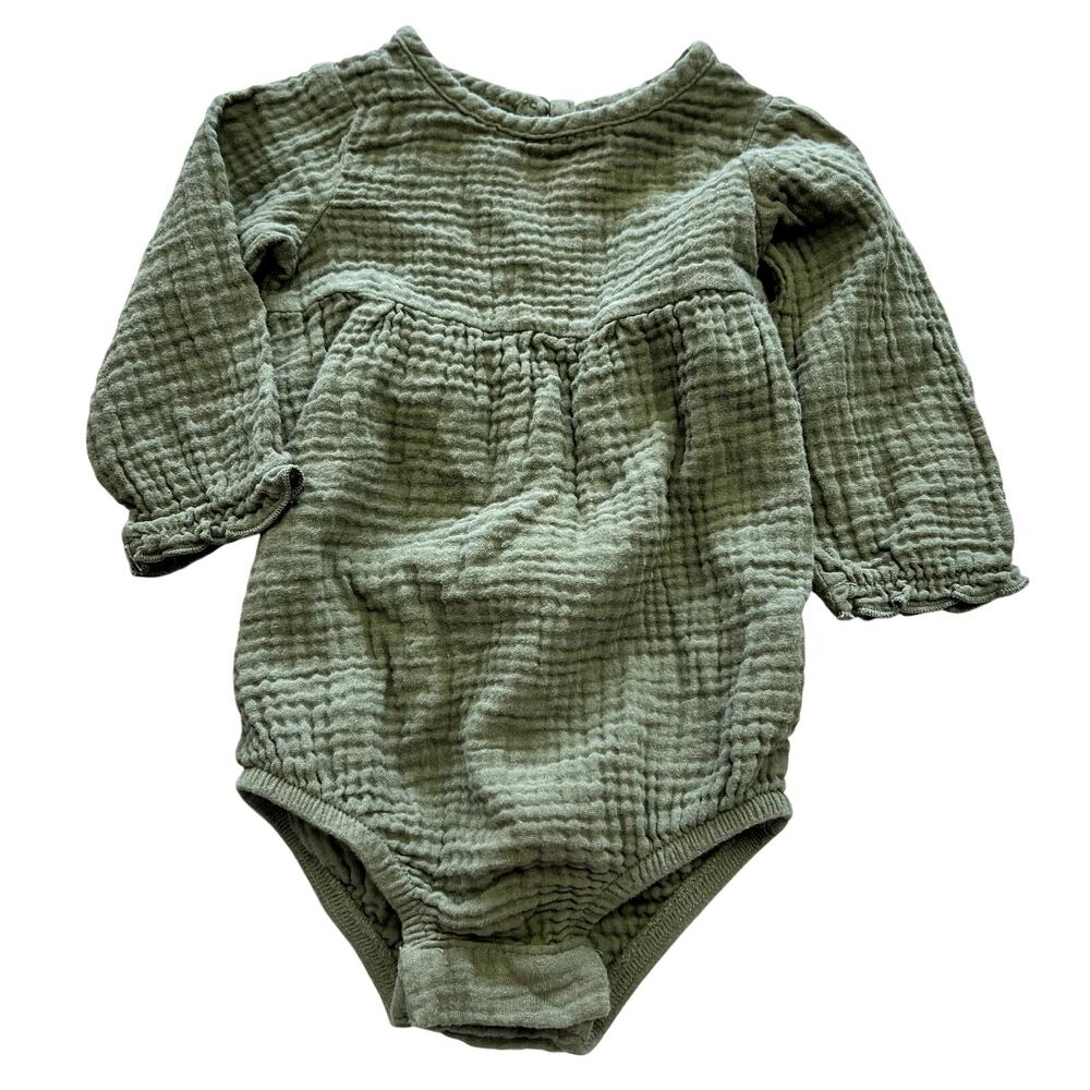 Grayson Mini Olive Waffle Knit One Piece Size 6-9 Mo.